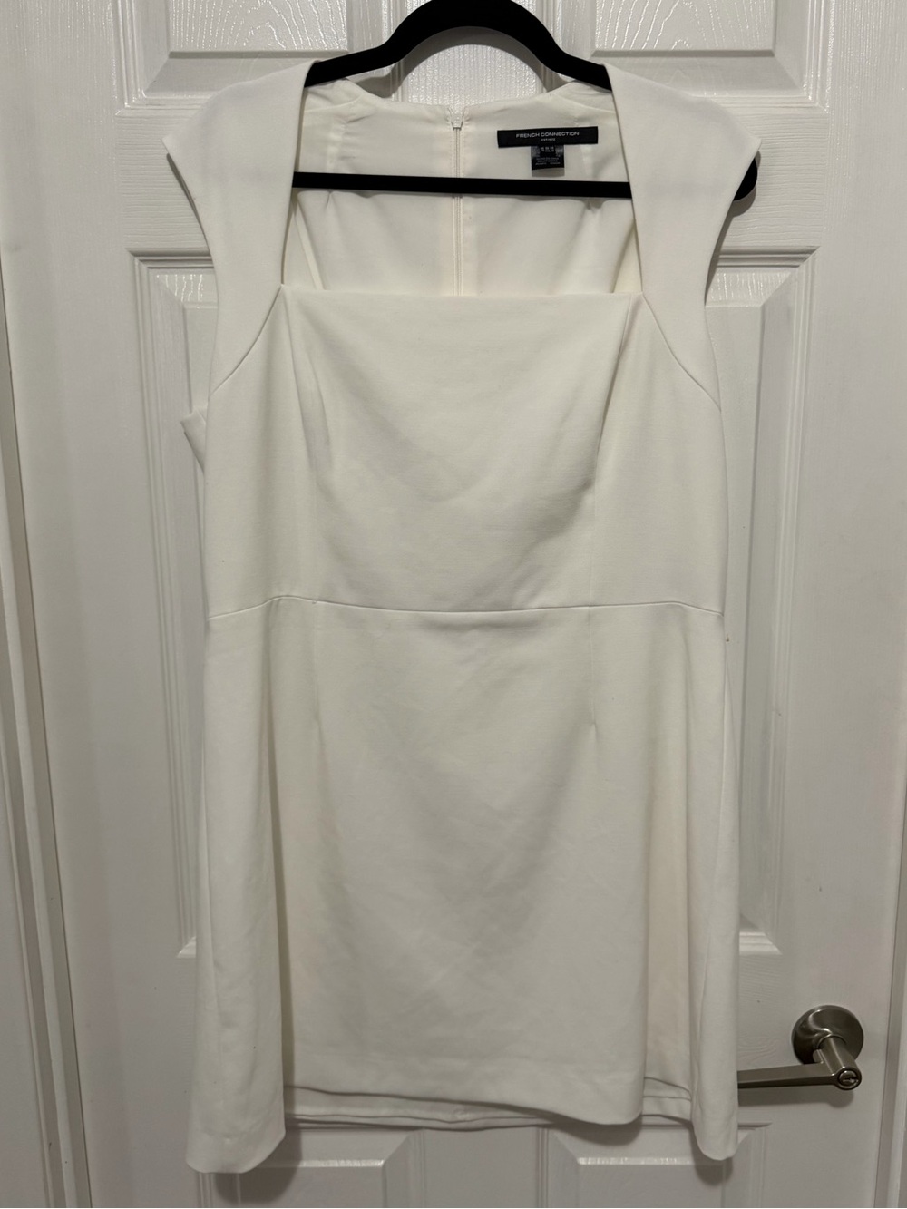French Connection Ivory Square-Neck Cap Sleeve Mini Dress